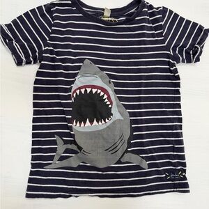 Joules  Navy Striped Shark Graphic Kids Shirt 7/8